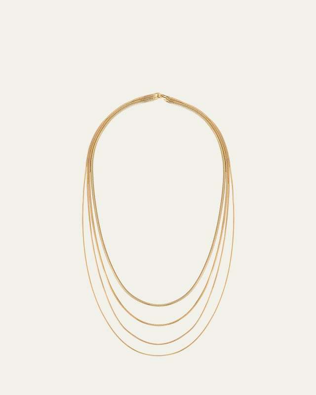 18K Yellow Gold Layered Chain Necklace